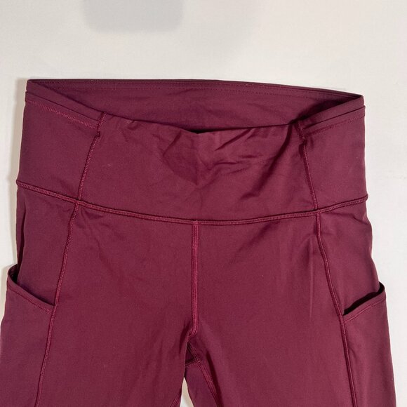 Lululemon Fast & Free High Rise w/Pockets Maroon/Burgundy Leggings Size 8 - Picture 3 of 5